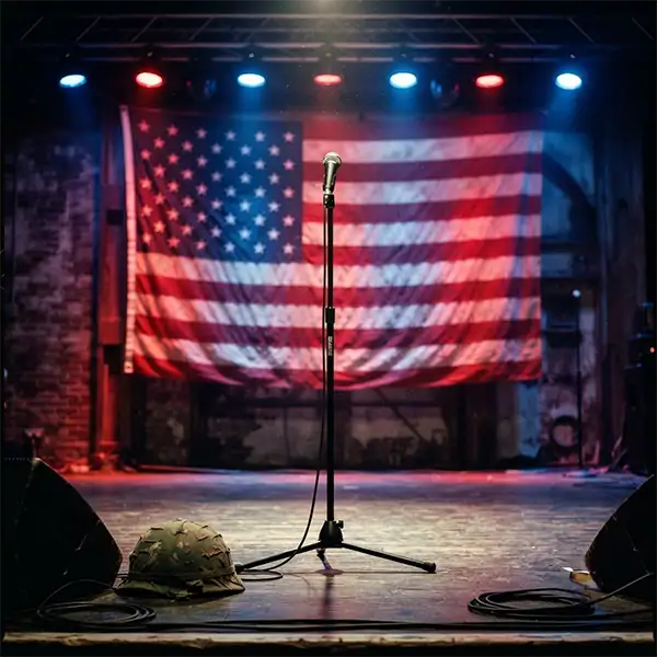 Representación artística inspirada en el debate sobre el verdadero significado de Born in the U.S.A.