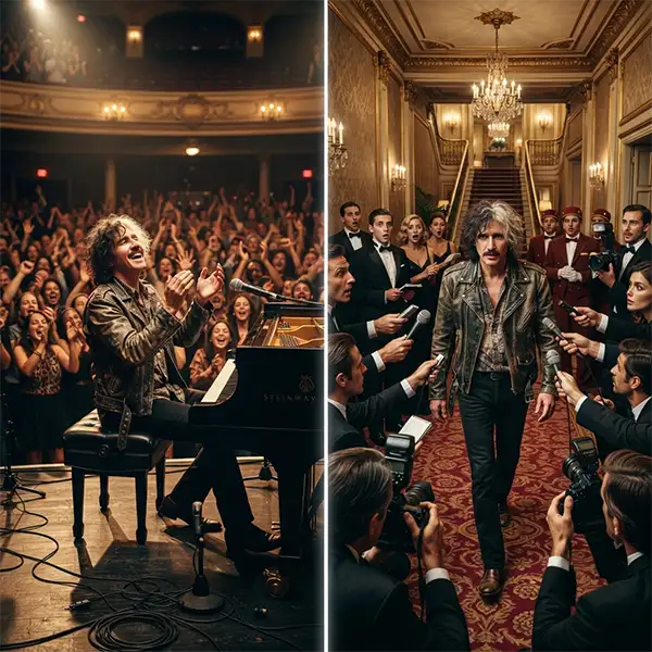 Comparación entre el legado musical y la imagen pública inspirada en Charly García.