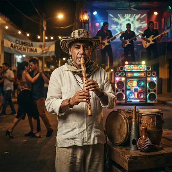 Cumbia historia destacada La historia de la cumbia representada por un músico del Caribe colombiano rodeado de las distintas transformaciones del género en Latinoamérica.