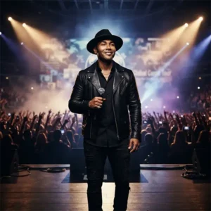 Don Omar sobre un escenario en una imagen inspirada en su trayectoria y legado dentro de la música urbana.