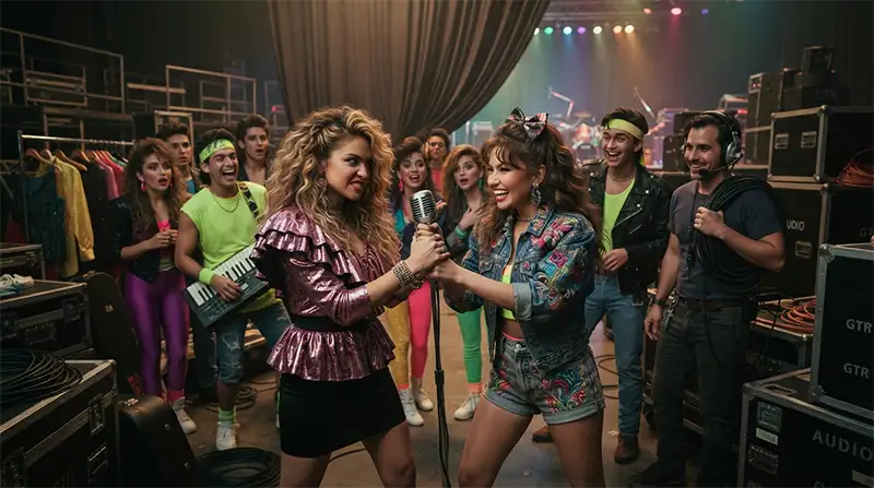 Escena humorística inspirada en la rivalidad entre Paulina Rubio y Thalía durante su etapa juvenil en Timbiriche.