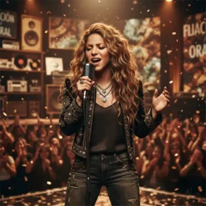 Cantante inspirada en Shakira durante la era musical de Fijación Oral Vol. 1, inspirada en la estética de mediados de los años 2000.
