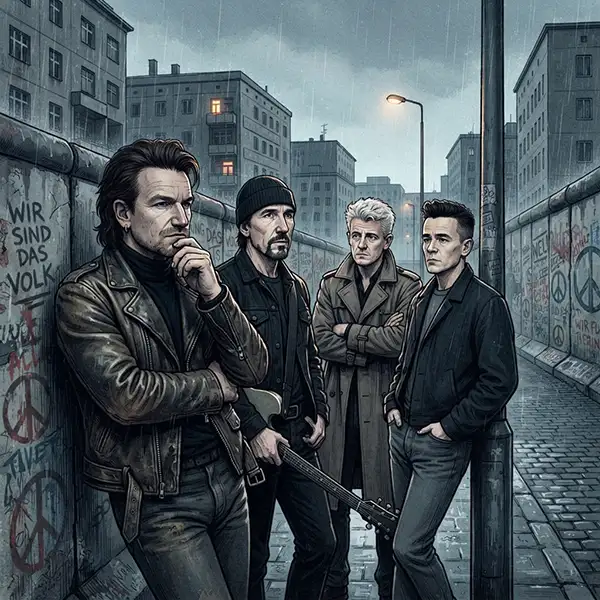 U2 en el Berlín posterior a la caída del Muro durante la transformación que dio origen a Achtung Baby.