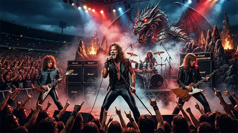 Concierto ficticio de heavy metal de comienzos de los años ochenta, inspirado en la expansión de la NWOBHM.