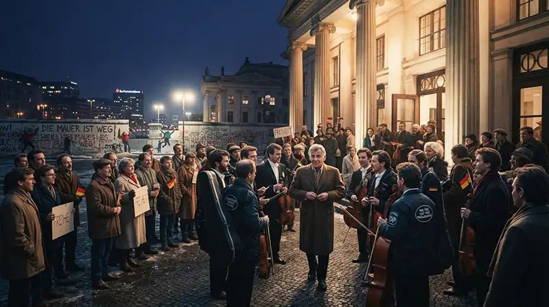 Recreación cinematográfica del histórico concierto de Leonard Bernstein en Berlín Este durante la Navidad de 1989.
