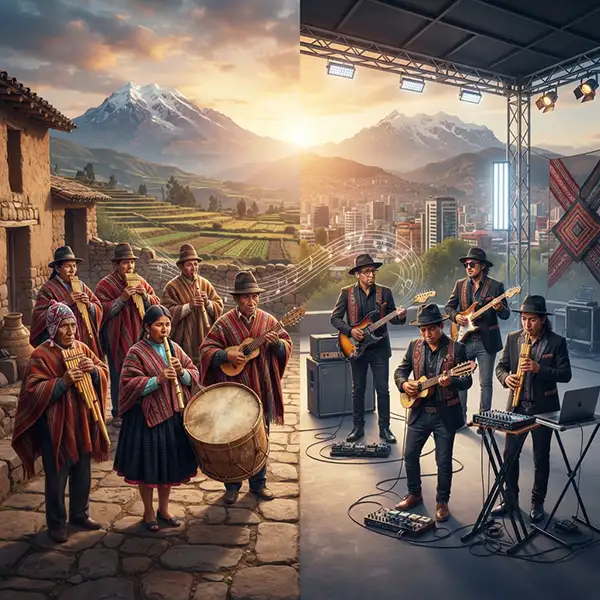 Músicos andinos tradicionales y contemporáneos representan el debate entre conservar y evolucionar la música andina.