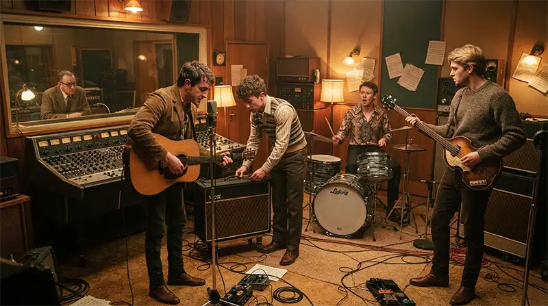 Una banda ficticia experimenta en un estudio de grabación británico de los años sesenta, cuando el pop comenzó a convertir el estudio en una herramienta creativa.
