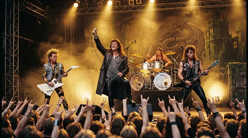 Concierto europeo de Power Metal a finales de los años ochenta, con guitarras, grandes coros y una atmósfera épica.