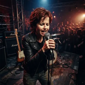 Zombie trivia Cantante inspirada en Dolores O’Riordan interpretando rock alternativo en una recreación de la época de Zombie.