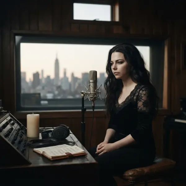 Cantante frente a un micrófono en un estudio, evocando la relación entre My Last Breath, la música y la memoria del 11 de septiembre.