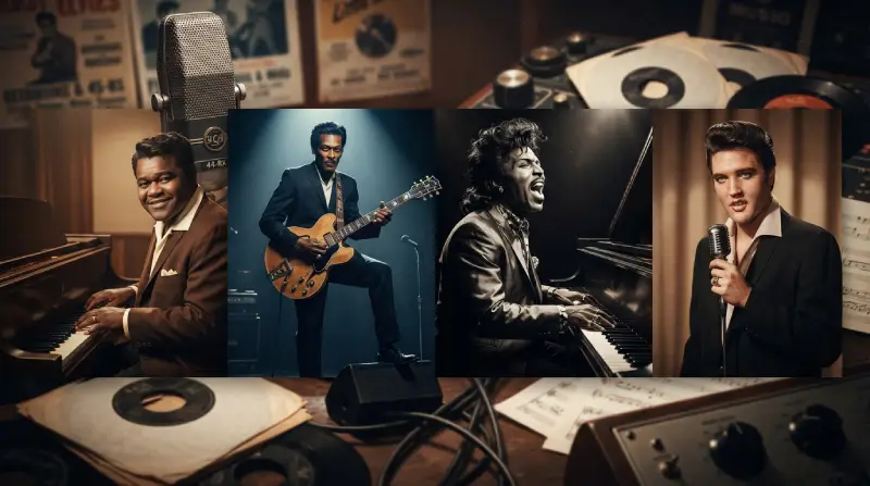 Elvis Presley, Chuck Berry, Little Richard y Fats Domino, protagonistas de la música de los años 50