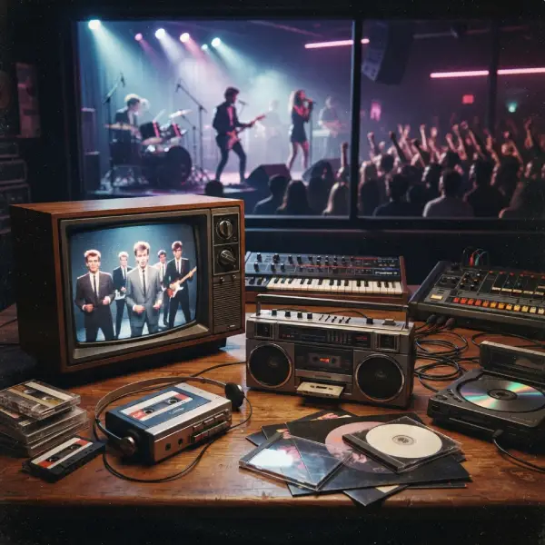 “La música de los años 80 entre videoclips, sintetizadores, casetes, boombox y CD.”