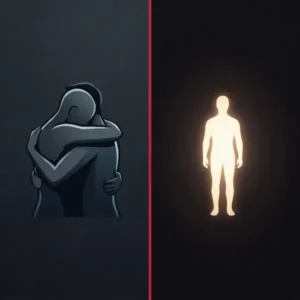Alejandra Guzmán debate Ilustración conceptual minimalista representando la disociación emocional y el dilema de la letra.
