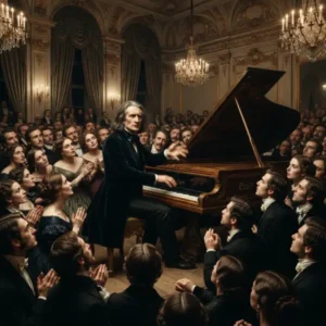 Antes 1920 Debate Franz Liszt frente a un público fascinado, recreando el fenómeno de celebridad musical que precedió al rock.