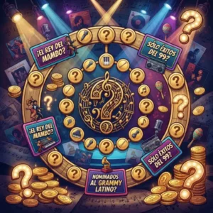 Grammy Trivia Ilustración editorial conceptual que invita a resolver un reto de trivias sobre la historia de los ganadores de los Latin Grammy.