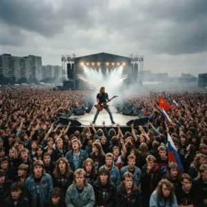 Multitud frente al escenario del Monsters of Rock de Moscú, símbolo de libertad juvenil o mito histórico.