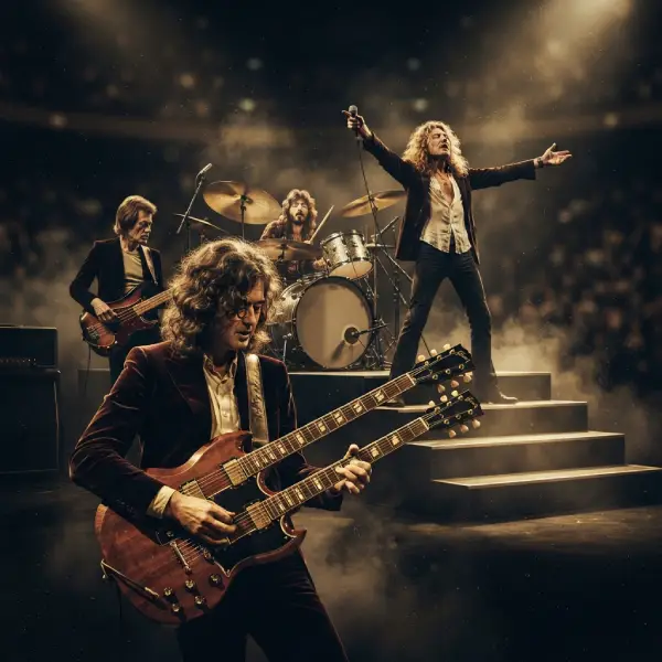 Stairway to heaven actualidad Led Zeppelin interpretando en una recreación de los años setenta, evocando el regreso de “Stairway to Heaven” al podio de RockFM 500.