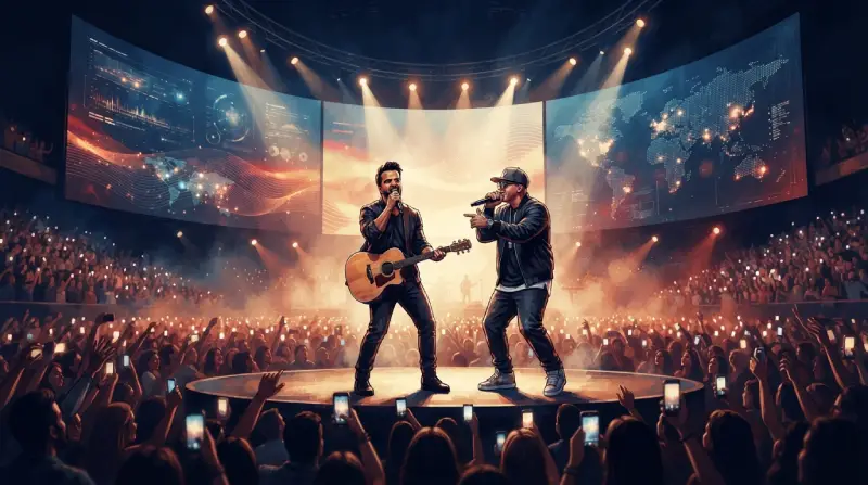 “Portada editorial sobre la música de los 2010s y la revolución del streaming.”